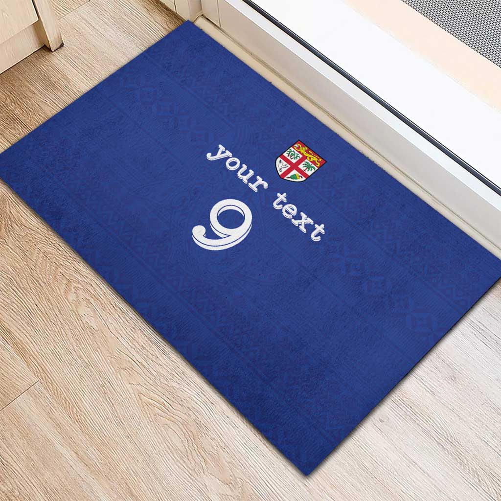 Custom Fijian Football Rubber Doormat Tapa Pattern and Shark Tribal LT03 - Polynesian Pride
