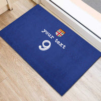 Custom Fijian Football Rubber Doormat Tapa Pattern and Shark Tribal LT03 - Polynesian Pride
