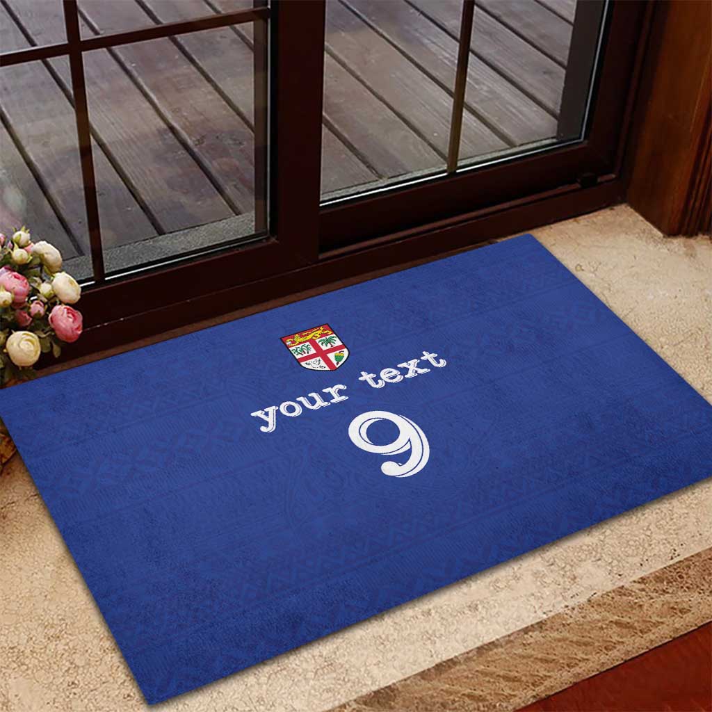 Custom Fijian Football Rubber Doormat Tapa Pattern and Shark Tribal LT03 - Polynesian Pride