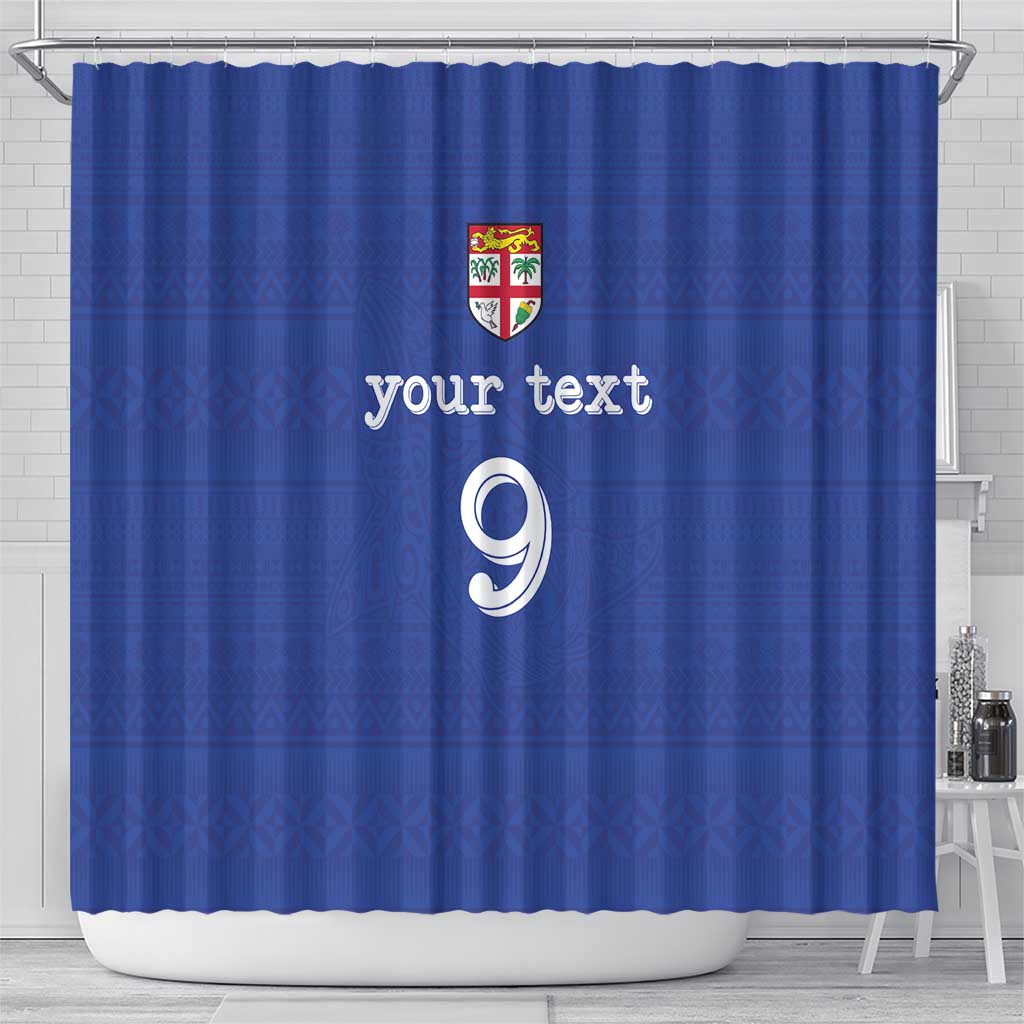 Custom Fijian Football Shower Curtain Tapa Pattern and Shark Tribal LT03 - Polynesian Pride
