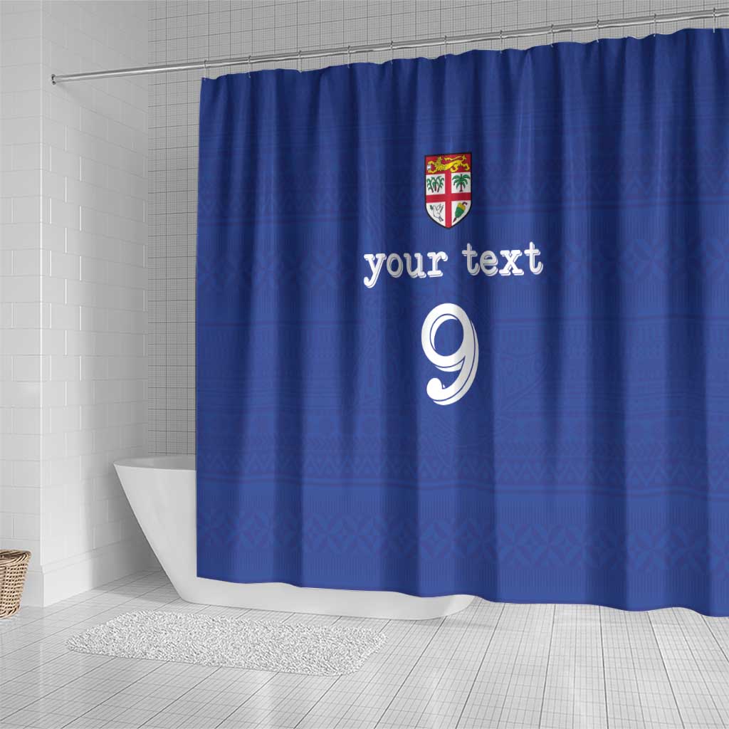 Custom Fijian Football Shower Curtain Tapa Pattern and Shark Tribal LT03 - Polynesian Pride