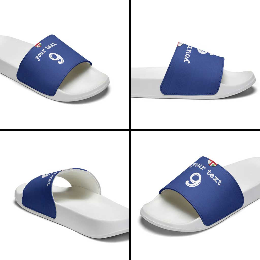 Custom Fijian Football Slide Sandals Tapa Pattern and Shark Tribal LT03 - Polynesian Pride