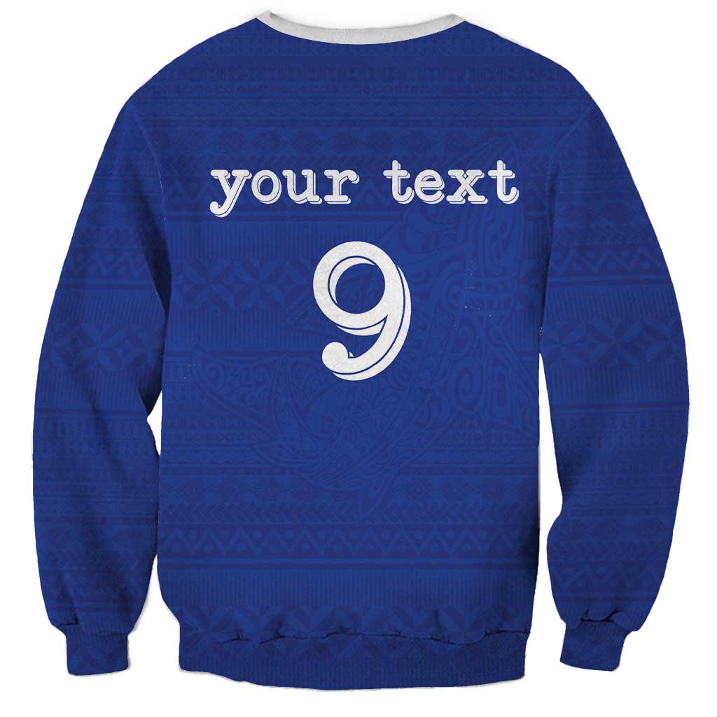 Custom Fijian Football Sweatshirt Tapa Pattern and Shark Tribal LT03 - Polynesian Pride