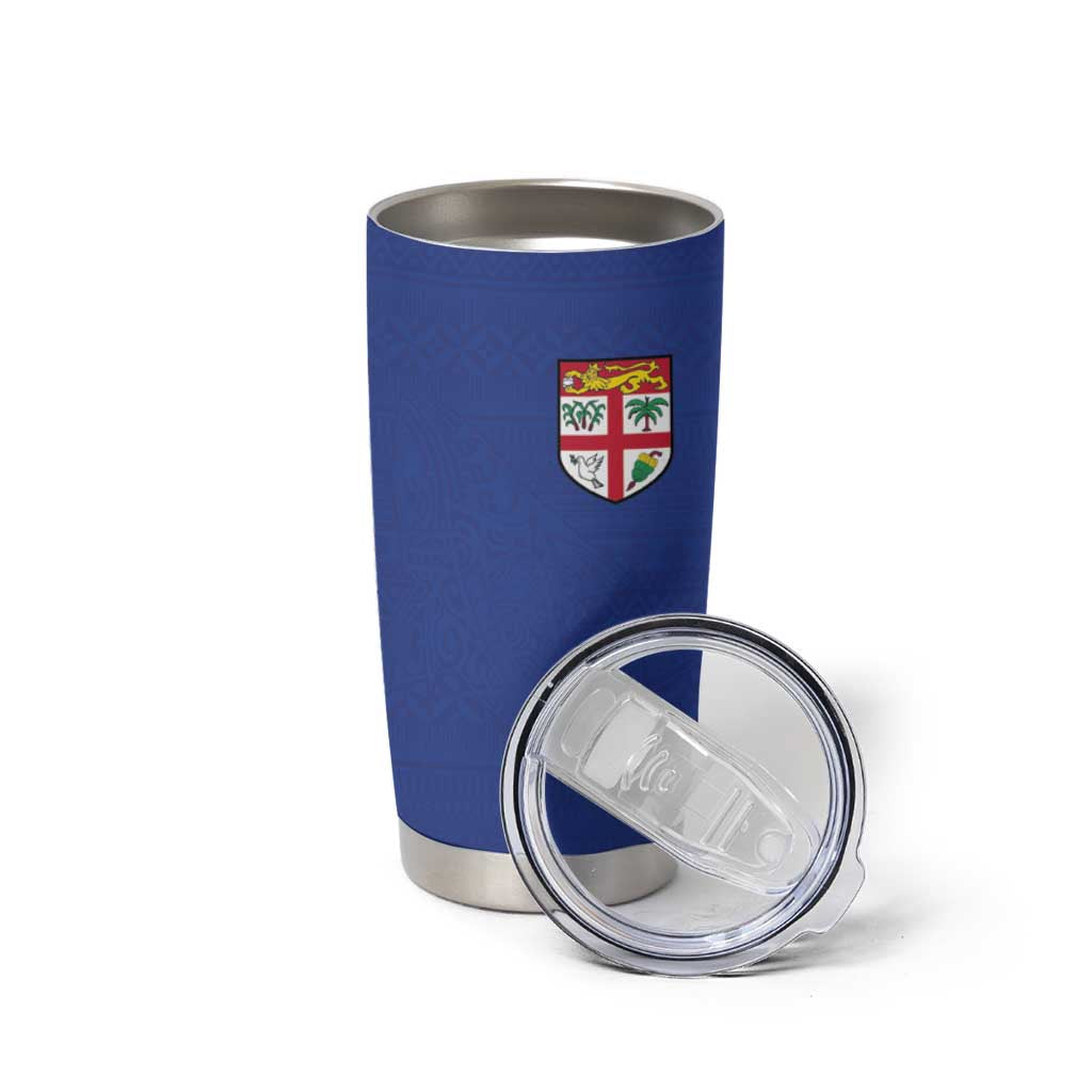 Custom Fijian Football Tumbler Cup Tapa Pattern and Shark Tribal LT03 - Polynesian Pride