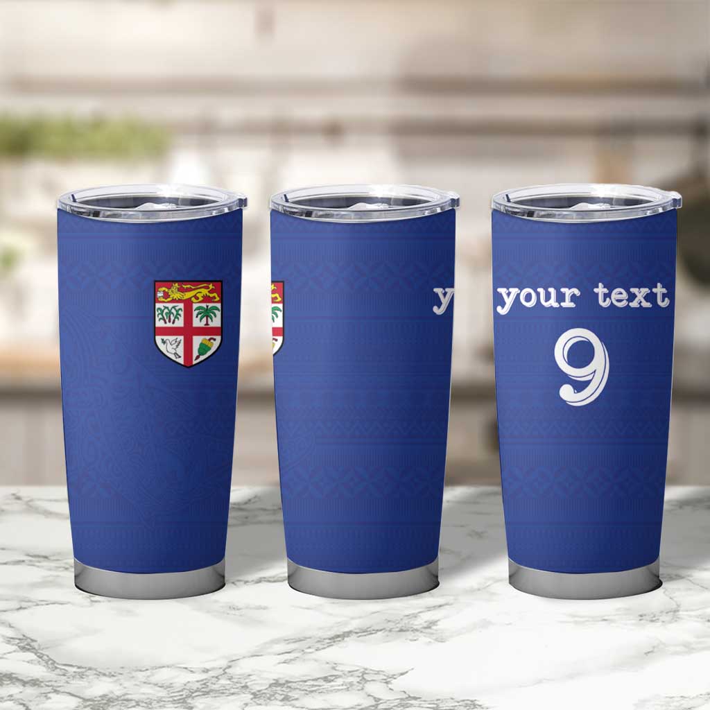 Custom Fijian Football Tumbler Cup Tapa Pattern and Shark Tribal LT03 - Polynesian Pride