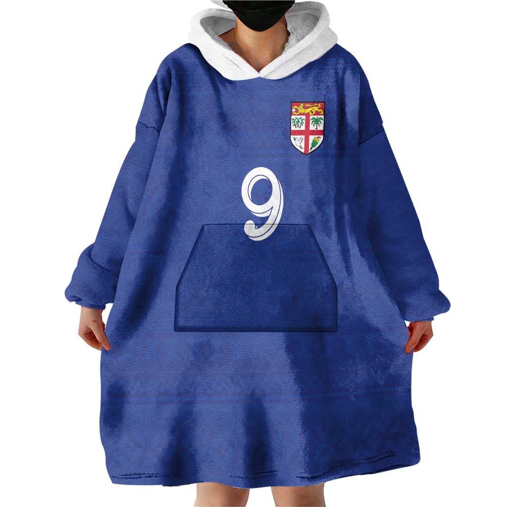 Custom Fijian Football Wearable Blanket Hoodie Tapa Pattern and Shark Tribal