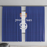 Custom Fijian Football Window Curtain Tapa Pattern and Shark Tribal LT03 With Hooks Blue - Polynesian Pride