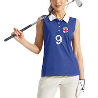 Custom Fijian Football Women Sleeveless Polo Shirt Tapa Pattern and Shark Tribal
