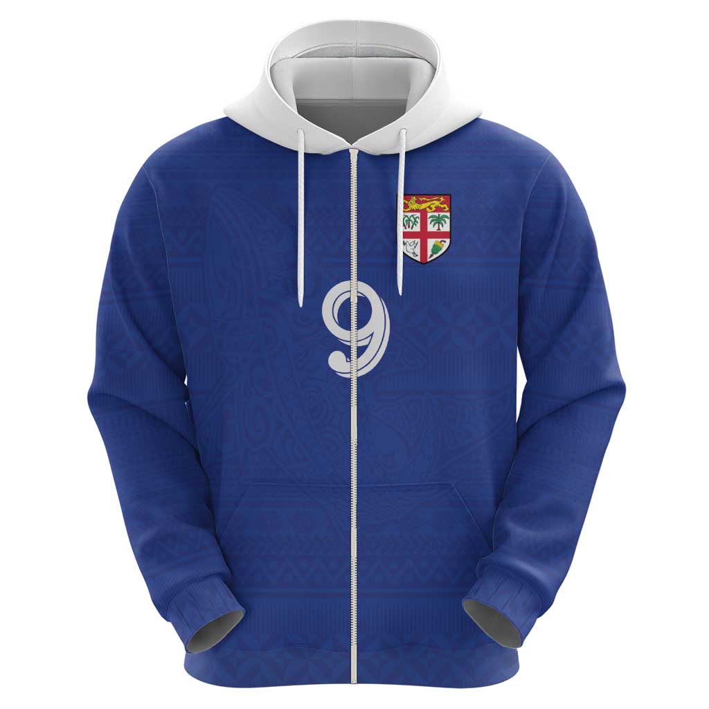 Custom Fijian Football Zip Hoodie Tapa Pattern and Shark Tribal LT03 - Polynesian Pride