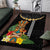 Hawaii Plumeria Lei Area Rug Tiki and Kakau Pattern Black Color