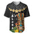 Hawaii Plumeria Lei Baseball Jersey Tiki and Kakau Pattern Black Color