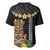 Hawaii Plumeria Lei Baseball Jersey Tiki and Kakau Pattern Black Color