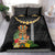 Hawaii Plumeria Lei Bedding Set Tiki and Kakau Pattern Black Color