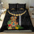 Hawaii Plumeria Lei Bedding Set Tiki and Kakau Pattern Black Color