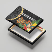 Hawaii Plumeria Lei Canvas Wall Art Tiki and Kakau Pattern Black Color LT03 - Polynesian Pride