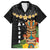 Hawaii Plumeria Lei Family Matching Long Sleeve Bodycon Dress and Hawaiian Shirt Tiki and Kakau Pattern Black Color