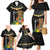 Hawaii Plumeria Lei Family Matching Mermaid Dress and Hawaiian Shirt Tiki and Kakau Pattern Black Color