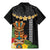 Hawaii Plumeria Lei Family Matching Mermaid Dress and Hawaiian Shirt Tiki and Kakau Pattern Black Color