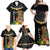 Hawaii Plumeria Lei Family Matching Off Shoulder Maxi Dress and Hawaiian Shirt Tiki and Kakau Pattern Black Color