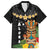 Hawaii Plumeria Lei Family Matching Short Sleeve Bodycon Dress and Hawaiian Shirt Tiki and Kakau Pattern Black Color