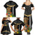 Hawaii Plumeria Lei Family Matching Summer Maxi Dress and Hawaiian Shirt Tiki and Kakau Pattern Black Color