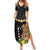 Hawaii Plumeria Lei Family Matching Summer Maxi Dress and Hawaiian Shirt Tiki and Kakau Pattern Black Color