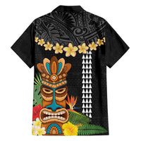 Hawaii Plumeria Lei Hawaiian Shirt Tiki and Kakau Pattern Black Color LT03 - Polynesian Pride