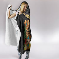 Hawaii Plumeria Lei Hooded Blanket Tiki and Kakau Pattern Black Color LT03 - Polynesian Pride