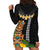 Hawaii Plumeria Lei Hoodie Dress Tiki and Kakau Pattern Black Color