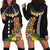 Hawaii Plumeria Lei Hoodie Dress Tiki and Kakau Pattern Black Color