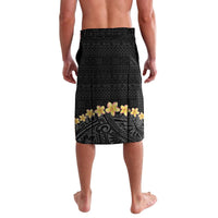 Hawaii Plumeria Lei Lavalava Tiki and Kakau Pattern Black Color LT03 - Polynesian Pride