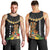 Hawaii Plumeria Lei Men Tank Top Tiki and Kakau Pattern Black Color