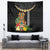 Hawaii Plumeria Lei Tapestry Tiki and Kakau Pattern Black Color