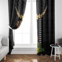 Hawaii Plumeria Lei Window Curtain Tiki and Kakau Pattern Black Color LT03 - Polynesian Pride