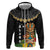 Hawaii Plumeria Lei Zip Hoodie Tiki and Kakau Pattern Black Color