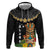 Hawaii Plumeria Lei Zip Hoodie Tiki and Kakau Pattern Black Color