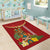 Hawaii Plumeria Lei Area Rug Tiki and Kakau Pattern Red Color