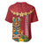 Hawaii Plumeria Lei Baseball Jersey Tiki and Kakau Pattern Red Color