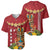 Hawaii Plumeria Lei Baseball Jersey Tiki and Kakau Pattern Red Color