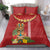 Hawaii Plumeria Lei Bedding Set Tiki and Kakau Pattern Red Color