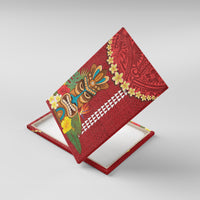 Hawaii Plumeria Lei Canvas Wall Art Tiki and Kakau Pattern Red Color LT03 With Frame Red - Polynesian Pride