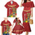 Hawaii Plumeria Lei Family Matching Mermaid Dress and Hawaiian Shirt Tiki and Kakau Pattern Red Color