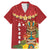 Hawaii Plumeria Lei Family Matching Mermaid Dress and Hawaiian Shirt Tiki and Kakau Pattern Red Color