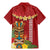 Hawaii Plumeria Lei Family Matching Mermaid Dress and Hawaiian Shirt Tiki and Kakau Pattern Red Color