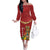 Hawaii Plumeria Lei Family Matching Off The Shoulder Long Sleeve Dress and Hawaiian Shirt Tiki and Kakau Pattern Red Color