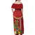 Hawaii Plumeria Lei Family Matching Off Shoulder Maxi Dress and Hawaiian Shirt Tiki and Kakau Pattern Red Color