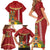 Hawaii Plumeria Lei Family Matching Short Sleeve Bodycon Dress and Hawaiian Shirt Tiki and Kakau Pattern Red Color