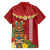 Hawaii Plumeria Lei Family Matching Short Sleeve Bodycon Dress and Hawaiian Shirt Tiki and Kakau Pattern Red Color