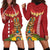 Hawaii Plumeria Lei Hoodie Dress Tiki and Kakau Pattern Red Color