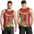 Hawaii Plumeria Lei Men Tank Top Tiki and Kakau Pattern Red Color